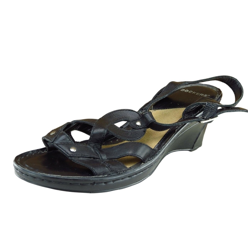 DOCKERS Sz 9 M Black Gladiator‎ Leather Women Sandals